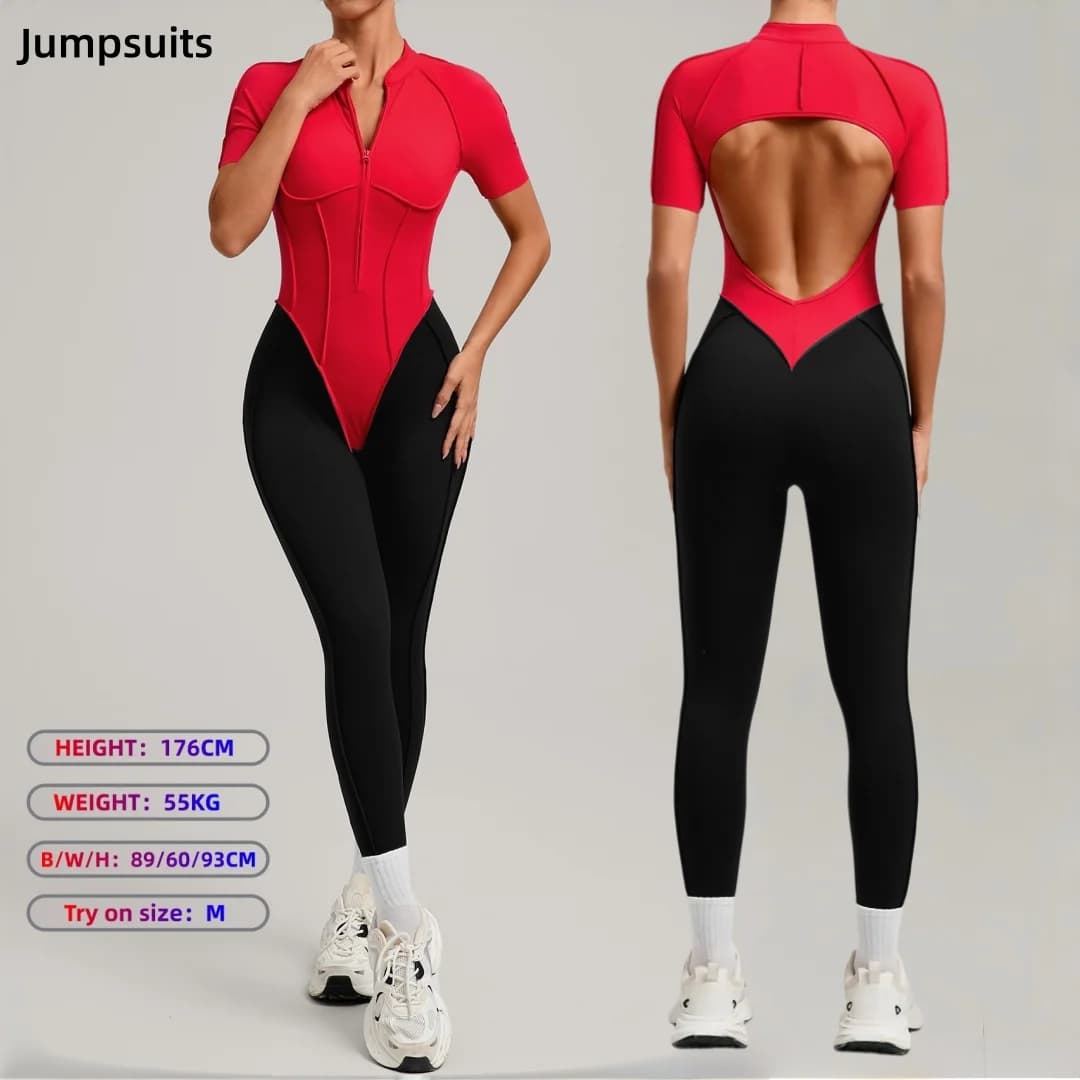 Tute intere da yoga da donna, a vita alta, modellanti, senza schienale, per fitness, corsa, sport, allenamento, palestra, leggings, body