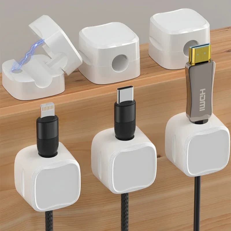 10 clip magnetiche portatili per cavi, cavi, supporto per cavi liscio e regolabile sotto la scrivania, gestione dei cavi, supporto per organizer per cavi