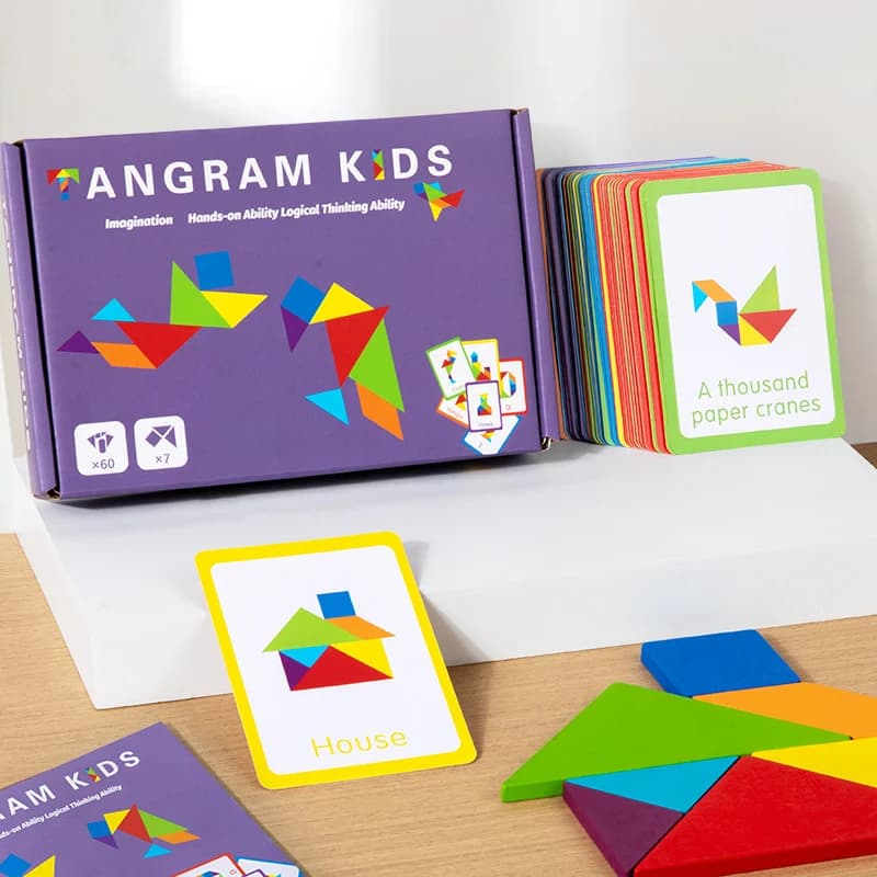 Tangram in legno 3D Puzzle Giochi da tavolo Bambini Montessori Giocattoli educativi Bambini Asilo Forma geometrica Sussidio didattico