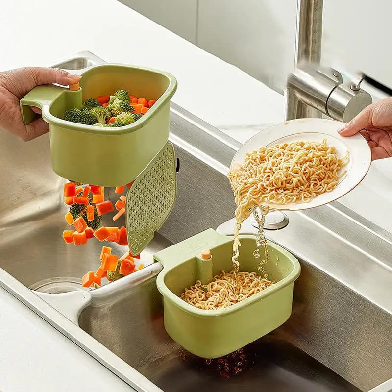 Filtro per lavello per rifiuti alimentari - Cestello di scarico in plastica antiscivolo da appendere per la conservazione di frutta e verdura in cucina e colino per zuppe