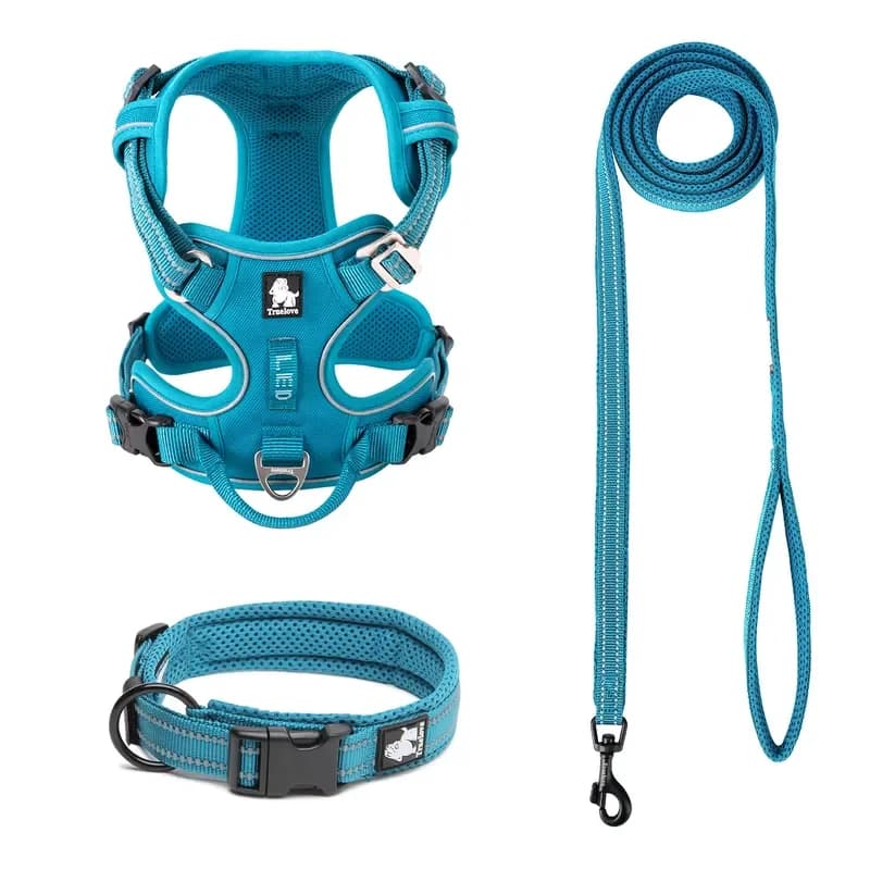 Truelove Classic 2026 Best Sell Adjustable Reflective Dog Collar Leash No Pull Pet Harness Set Breathable Luxury Safety Cat
