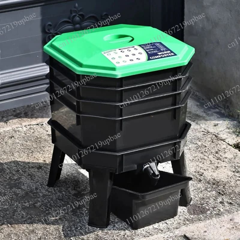 Large Capacity Earthworm Compost Bin Worm Breeding Box Organic Fertilizer Fermenter for Yard Food Waste Composting