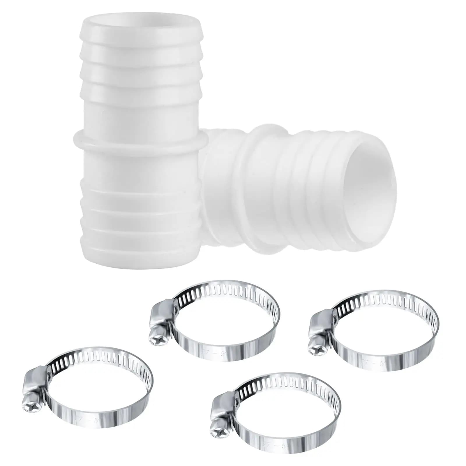 Confezione da 2 connettori per tubi flessibili per piscina da 38 mm - Adattatore a doppio ugello con 4 fascette in acciaio inossidabile