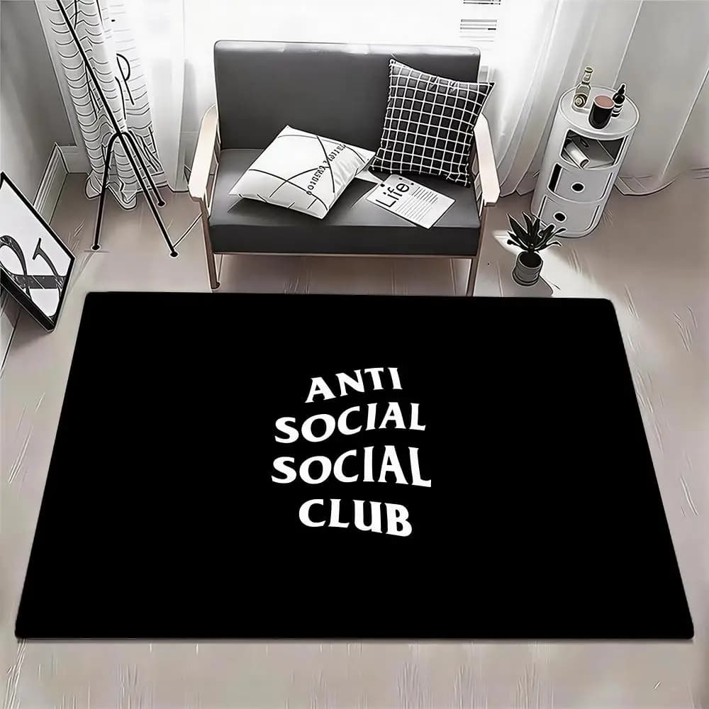 Tappetino F-ANTI SOCIAL SOCIAL CLUB alla Moda - Zerbino in Flanella Ecologico Antiscivolo Inodore per Interni, Tappeto Morbido in Peluche Corto per la Casa
