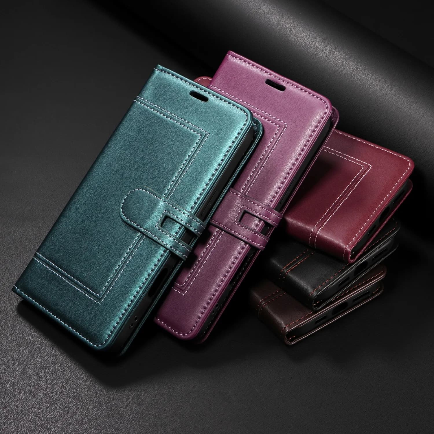 Custodia a Portafoglio di Lusso in Pelle PU per Samsung Galaxy S26 S25 Edge S24 Ultra S23 Plus S22 S21 S20 FE S10 Plus Flip Phone Cover Protettiva
