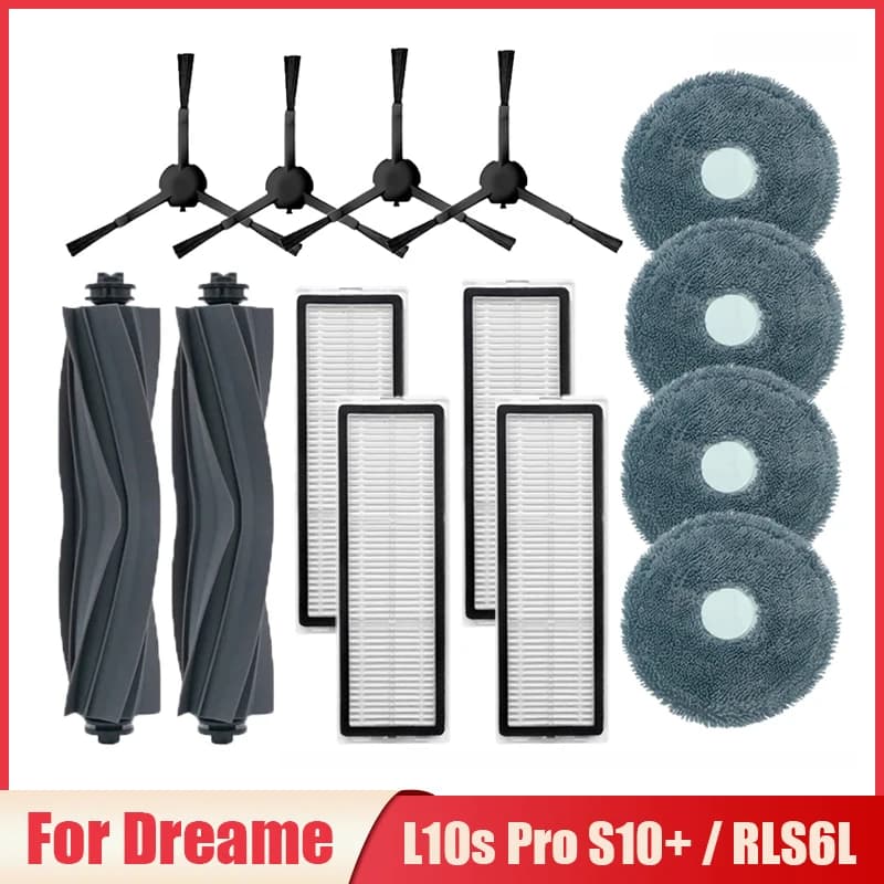 Spazzola a rullo Spazzola laterale Filtro HEPA Mop Stracci di stoffa per Dreame L10s Pro / RLS6L / Xiaomi S10 + Parti per aspirapolvere Accessori