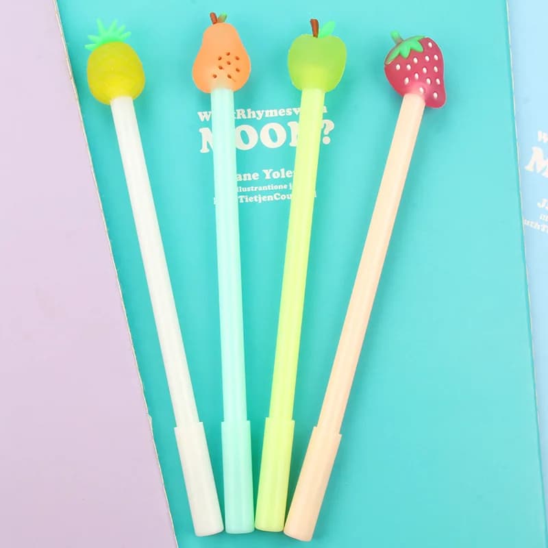 Penna Gel Creativa Kawaii a Forma di Frutta Fresca, Pennarello con Testa a Forma di Pera, Ricaricabile, per Ufficio e Scuola, Regalo Adorabile