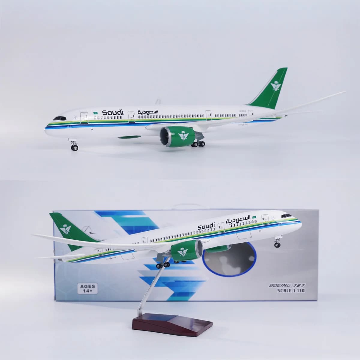 43cm Collectible Aircraft Saudi Air B787 Diecast Resin Airplane Model Kit with Landing Gear Wheel For Aviation Souvenir Gift