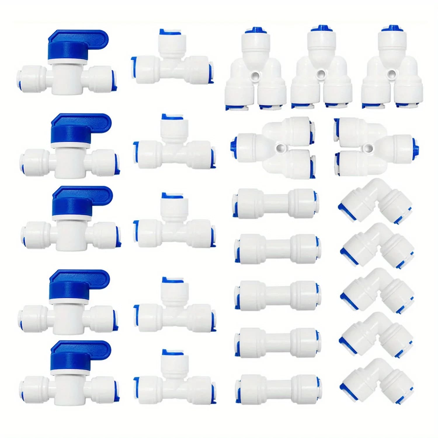 25 valvole a sfera a connessione rapida da 1/4 di pollice di diametro esterno, kit di raccordi per tubi dell'acqua, adatti per accessori per macchine da caffè e fabbricatori di ghiaccio.