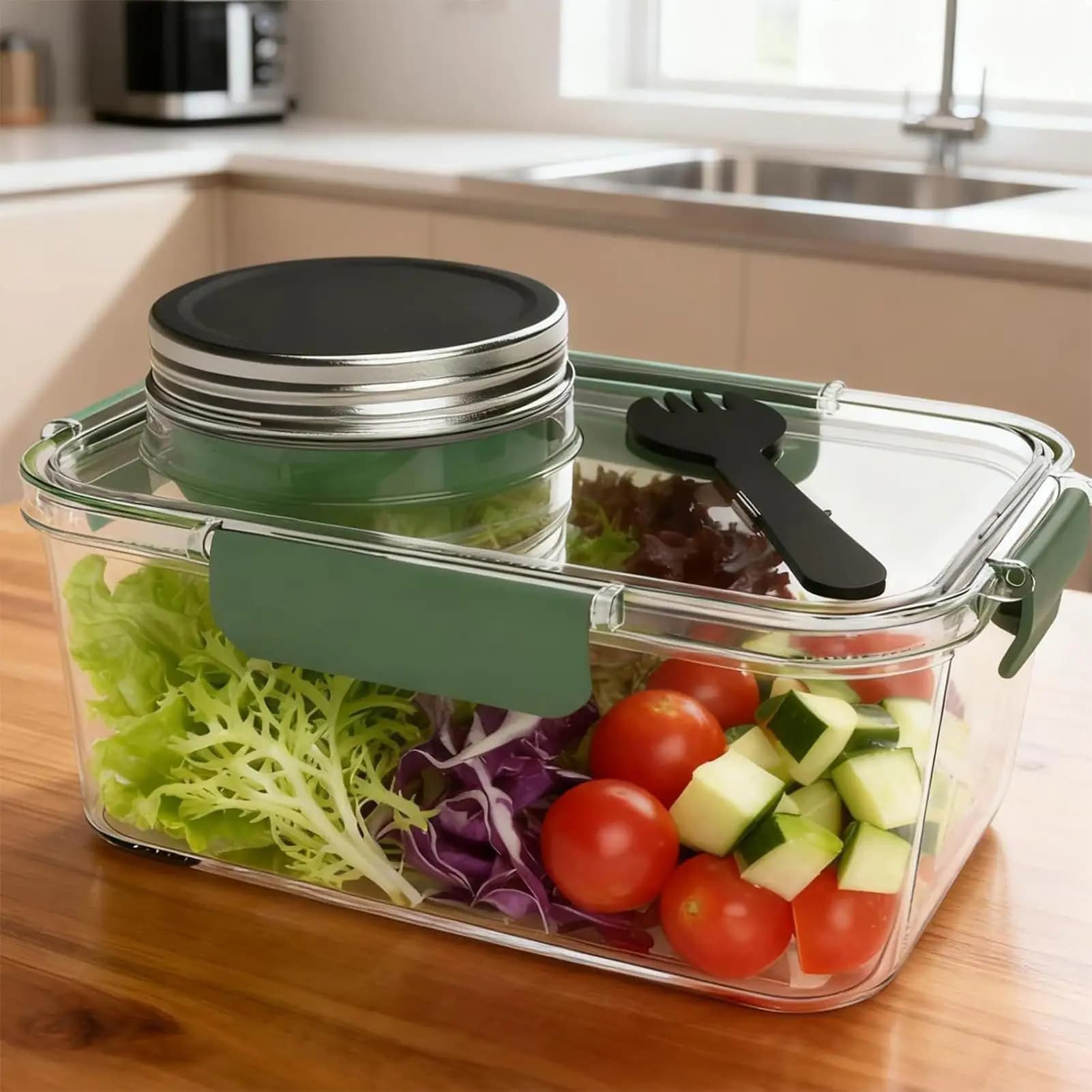 Contenitore per insalata Contenitore per alimenti da 2,5 Oz con coperchio Contenitore per il pranzo da picnic per cucina Viaggi Ufficio Scuola Preparazione dei pasti Snack Insalata