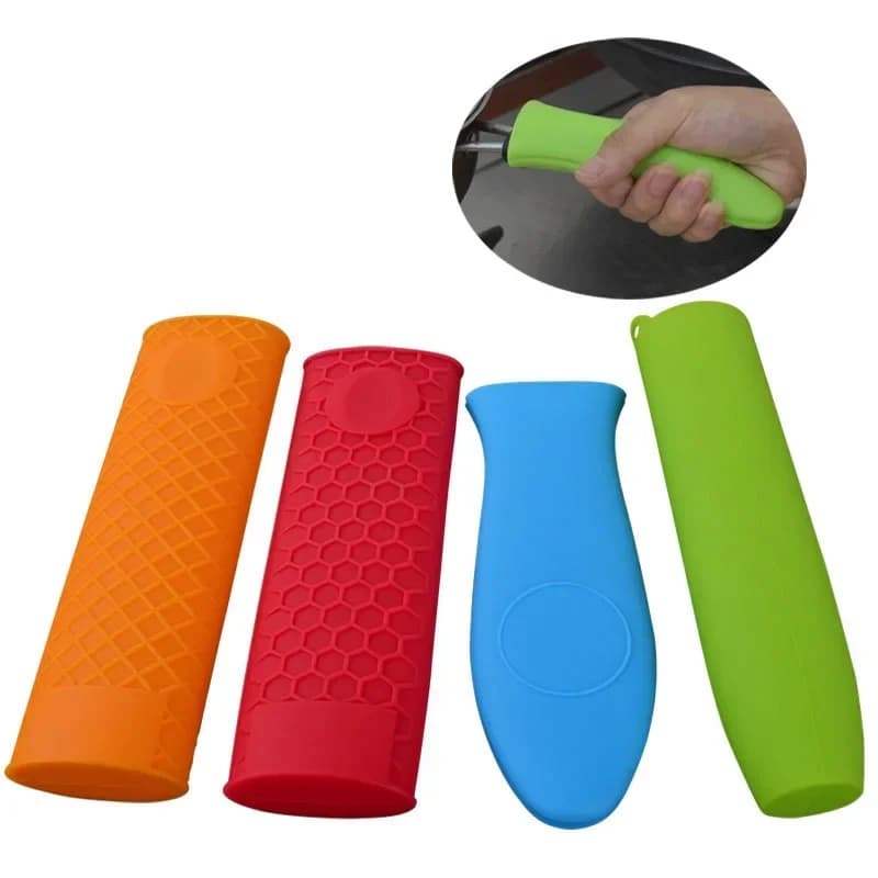 Silicone Hot Handle Holder, Cast Iron Pan Holder, Heat Resistant Rubber Handle Sleeve for Panels and Plates