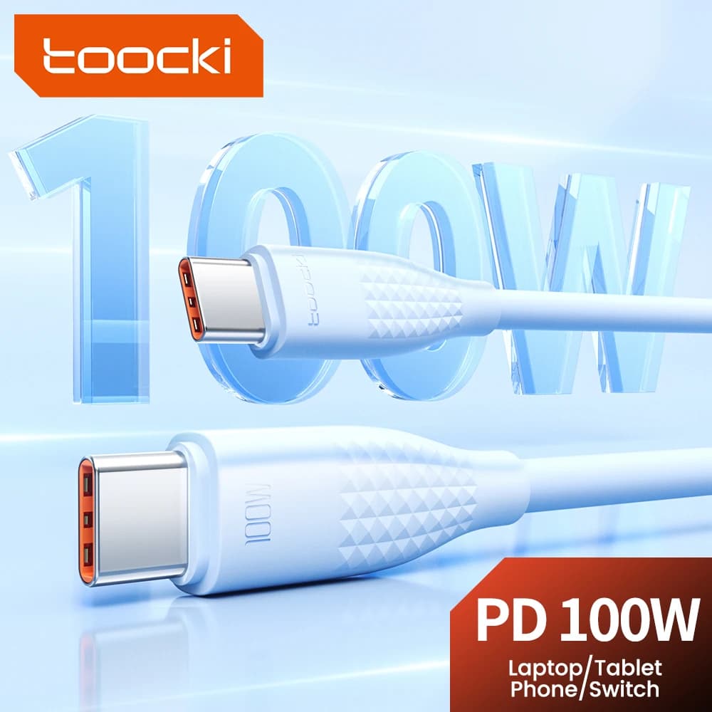 Toocki 100W USB C a Tipo C Cavo di ricarica rapida Cavo di ricarica Cavo dati per iPhone 15 MacBook Huawei Xiaomi POCO Cavo Samsung