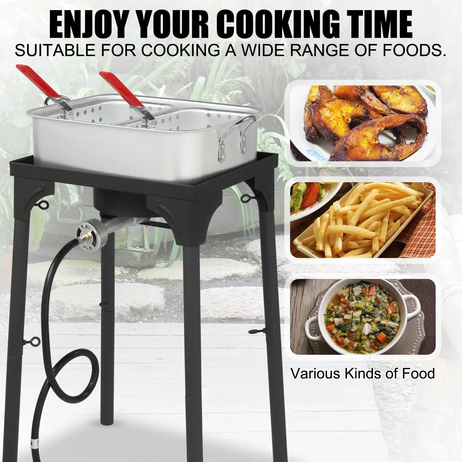 Friggitrice a propano da esterno in alluminio da 18 Qt con 2 cestelli per pesce e ali di pollo
