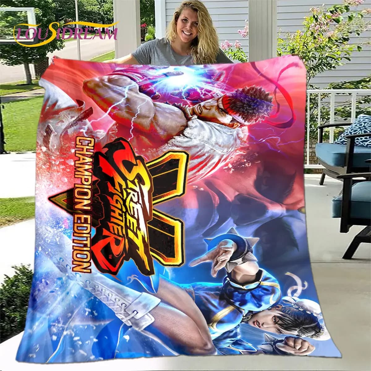 Street Fighter Retro Game Gamer Morbida coperta di peluche, coperta di flanella per soggiorno, camera da letto, divano letto, copertura da picnic