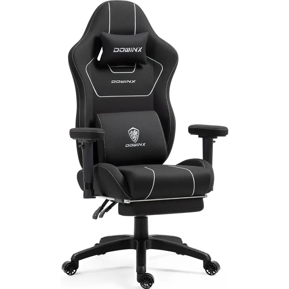 Sedia da Gaming Ergonomica con Cuscino a Molla, Supporto Lombare Massaggiante e Poggiapiedi, Comoda Sedia da Ufficio Reclinabile per Adulti