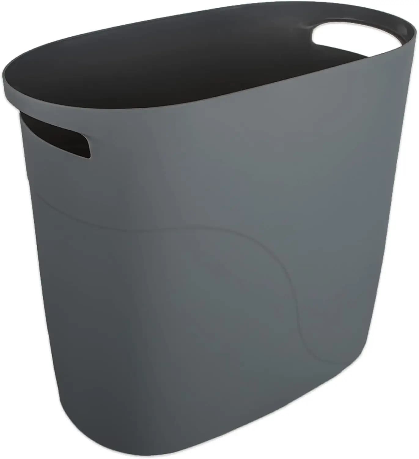 Cestino per Rifiuti Sottile in Plastica con Manici, Contenitore Stretto da 3,2 Galloni per Bagno, Cucina, Ufficio Sotto Scrivania
