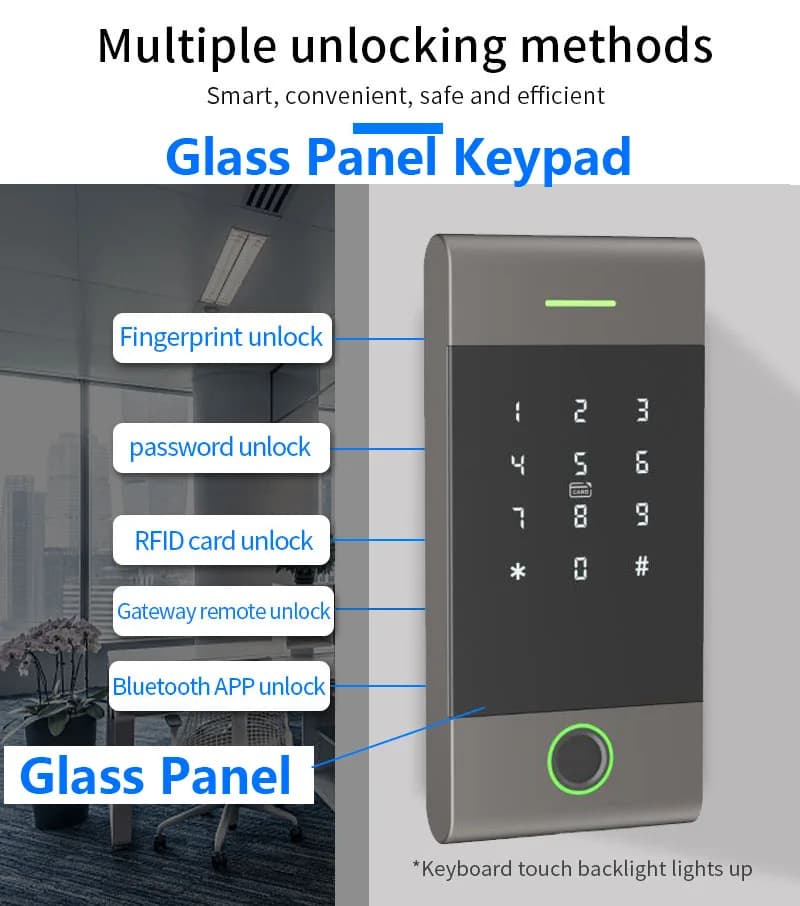 TTLock IP65 Metal Digital Keypad Fingerprint Access Control RFID Touch NFC IC Card Compatible Smart Door Access Controller