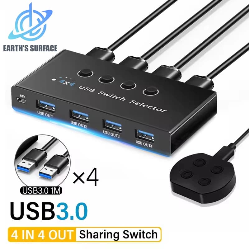 4 In 4 Out KVM USB3.0 Switch Controller condiviso Hub Adattatore USB2.0 Stampante Splitter Switcher per PC Laptop Tastiera Mouse Monitor