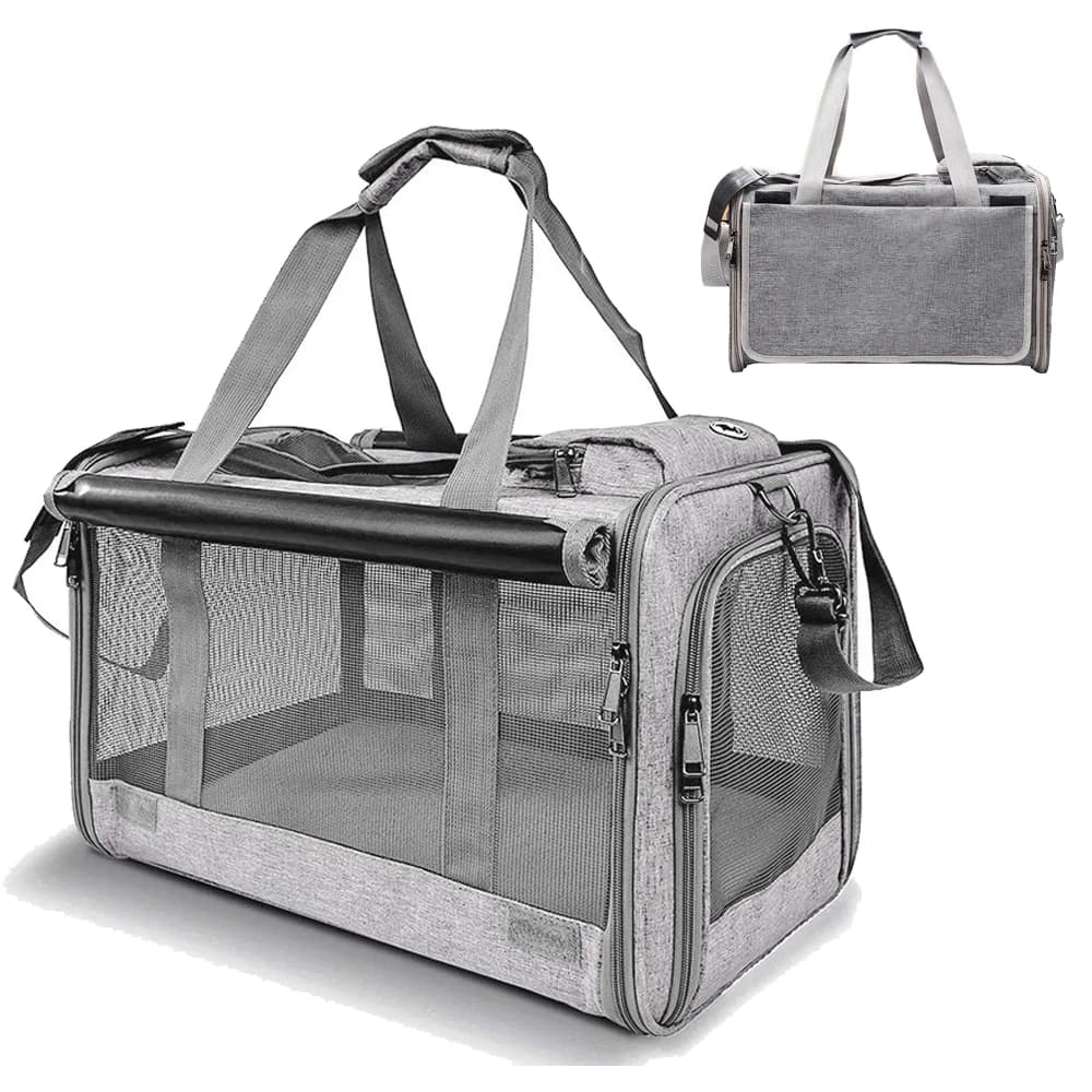 Breathable Carrier for Cats or Dogs Large Capacity Airline Approved Collapsible Soft-Sided Pet Carrier Foldable Pet Travel Bag