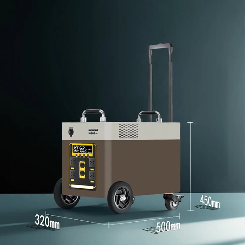 Power Bank Portatile con Ruote, Grande Capacità 12KWH, Onda Sinusoidale Pura, Controllore MPPT, Avviatore d'Emergenza per Auto, Supporta la Ricarica con Pannello Solare