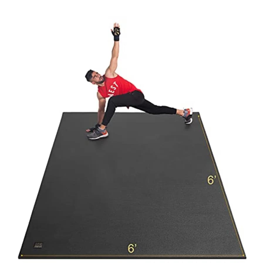 Large Exercise Mat 6'x6'(7mm), Thick Workout Mats for Home Gym Flooring, Extra Wide Non-Slip Durable Cardio Mat, Shoe Friendly, Perfect for Plyo, MMA, Jump Rope, Weights, Fitness