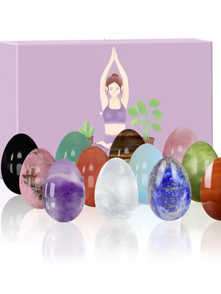 Quarzo rosa naturale Yoni Egg Set forato uova di giada donne Kegel ginnico muscolo vaginale serraggio sfere di cristallo massaggio pietra