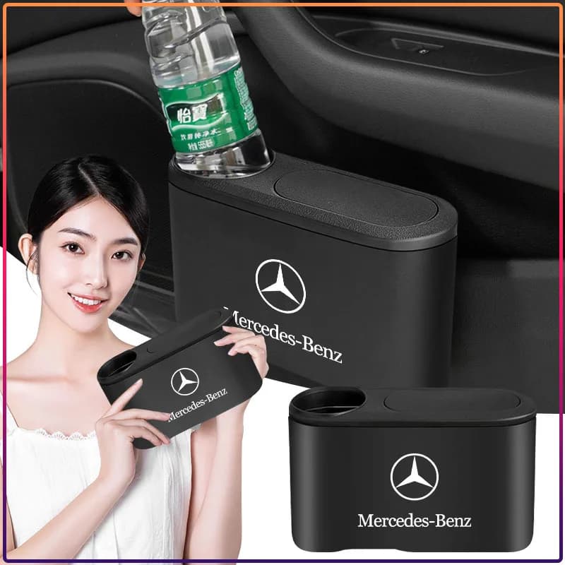 Cestino portatile da appendere per auto, mini cestino per rifiuti con coperchio per Mercedes Benz AMG W204 W213 W205 W211 W212 W176