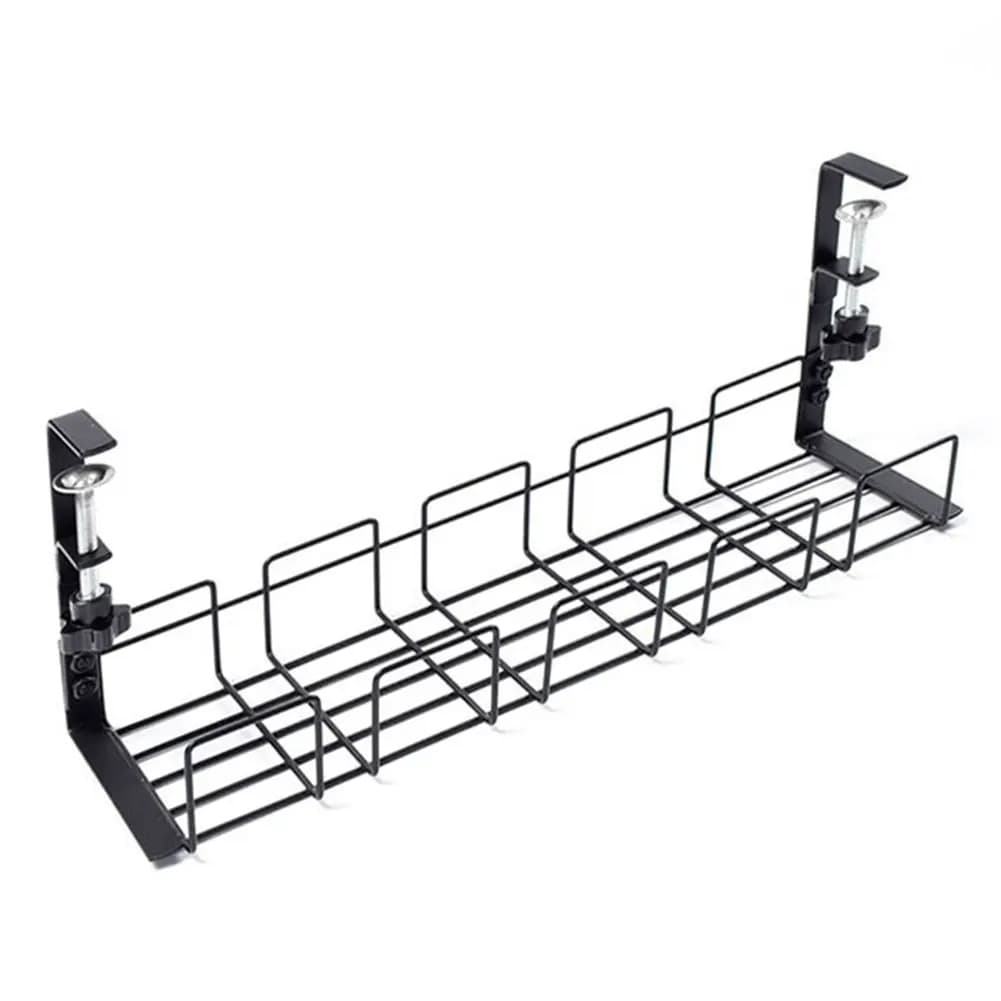 Scaffale portaoggetti sotto la tavola Organizzatore di cavi da scrivania per computer in metallo Scaffale per cavi senza trapano per workstation per ufficio domestico