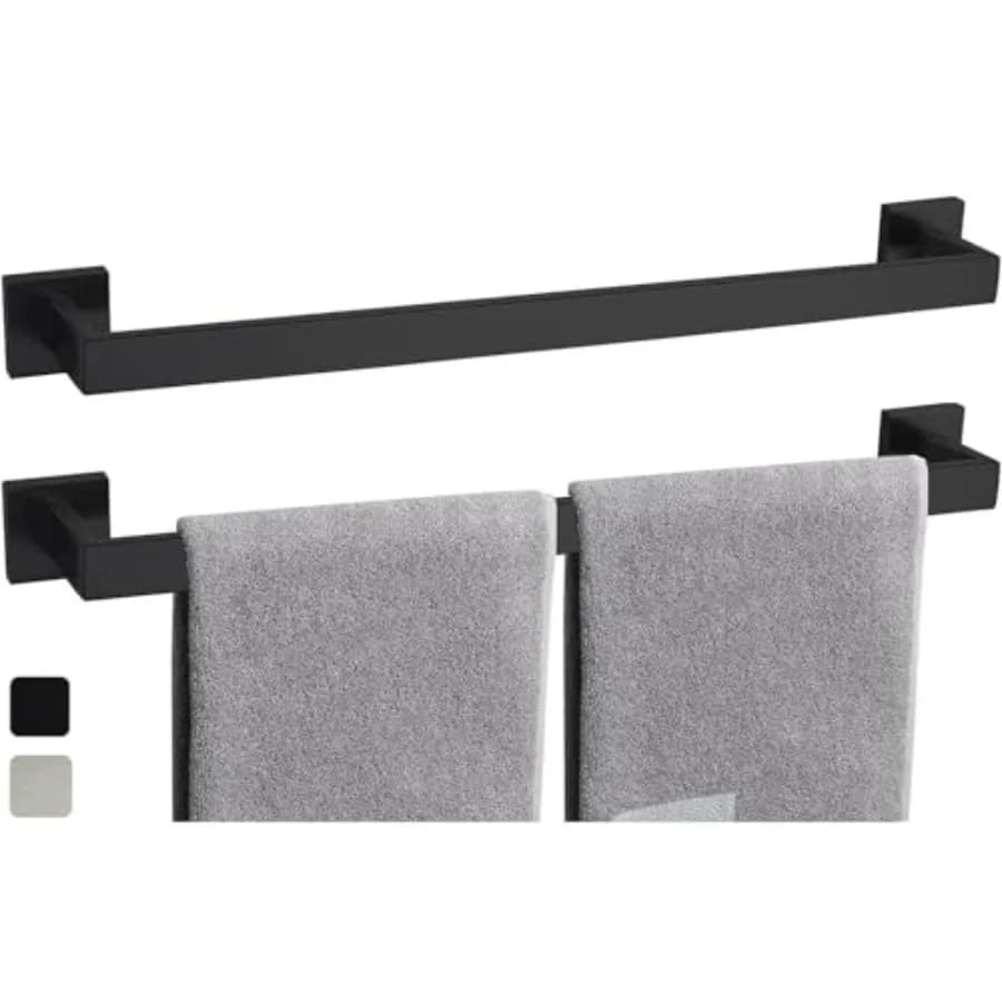 Set di Portasciugamani per Bagno e Cucina, Asta Portasciugamani da Parete in Acciaio Inox SUS304 Antiruggine, Design Moderno Quadrato