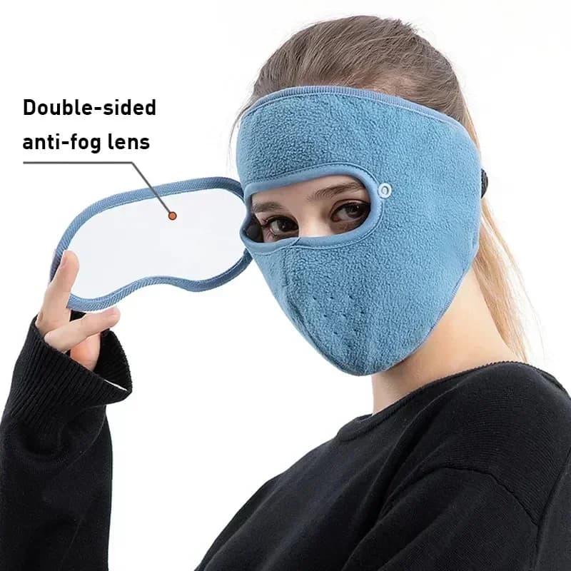 Maschera Antivento Invernale, Cappello da Sci Traspirante, Protezione Viso in Pile con Occhiali HD Antiappannamento, Cappello da Ciclismo Balaclava
