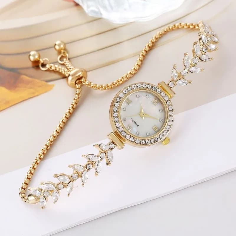Women's Watch Luxury Style Siren With Diamonds, Adjustable Bracelet, Quartz Movement