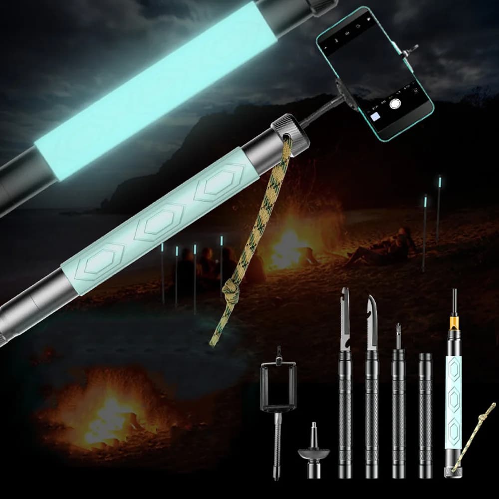 Multifunctional Aluminum Alloy Retractable Crutches Hiking Sticks Trekking Pole For Self Defense
