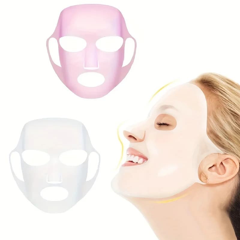 Silicone mask, ear fixed mask to hydrate and absorb the essence, reusable tool for facial care