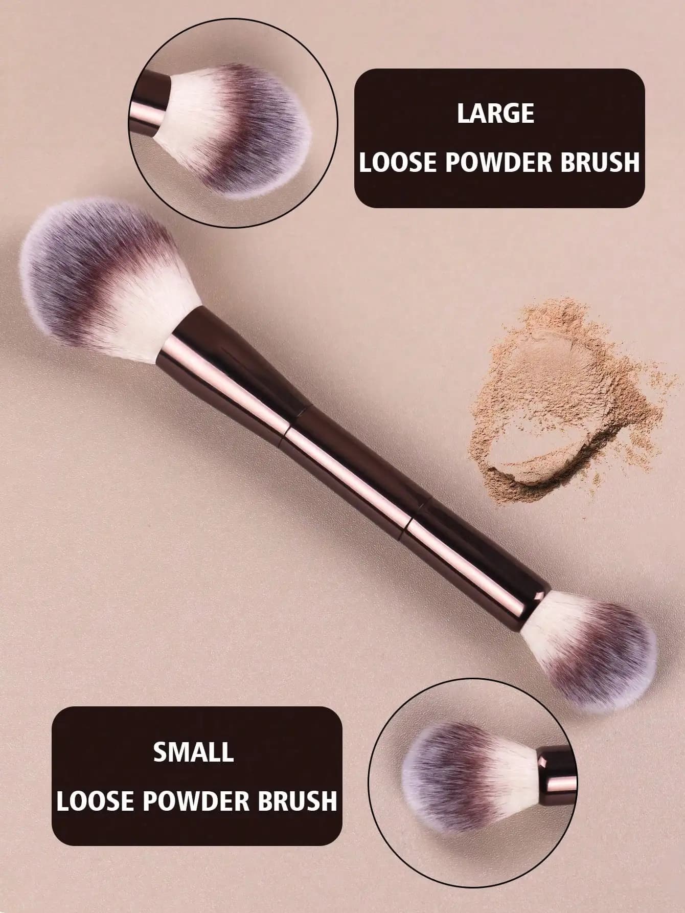 1 set di pennelli professionali per il trucco del viso a doppia punta (include pennello per fondotinta e pennello per fard), realizzati in morbido materiale in fibra, portatili e adatti per i viaggi, pennello per fondotinta, pennello per correttore, pennello per fard, pennello per contorno, pennello per bronzer, pennello per polvere