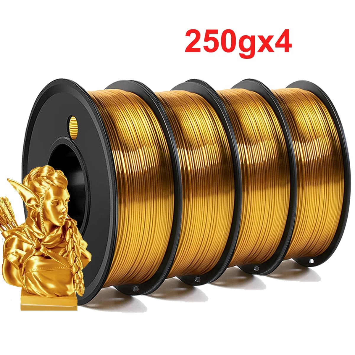 250gx4 3D Printer Filament PLA Silk Gold 1,75mm 250g 500g 1Kg Material 3D Printer Pla Gold Wire Silk Filament Vacuum Packaging