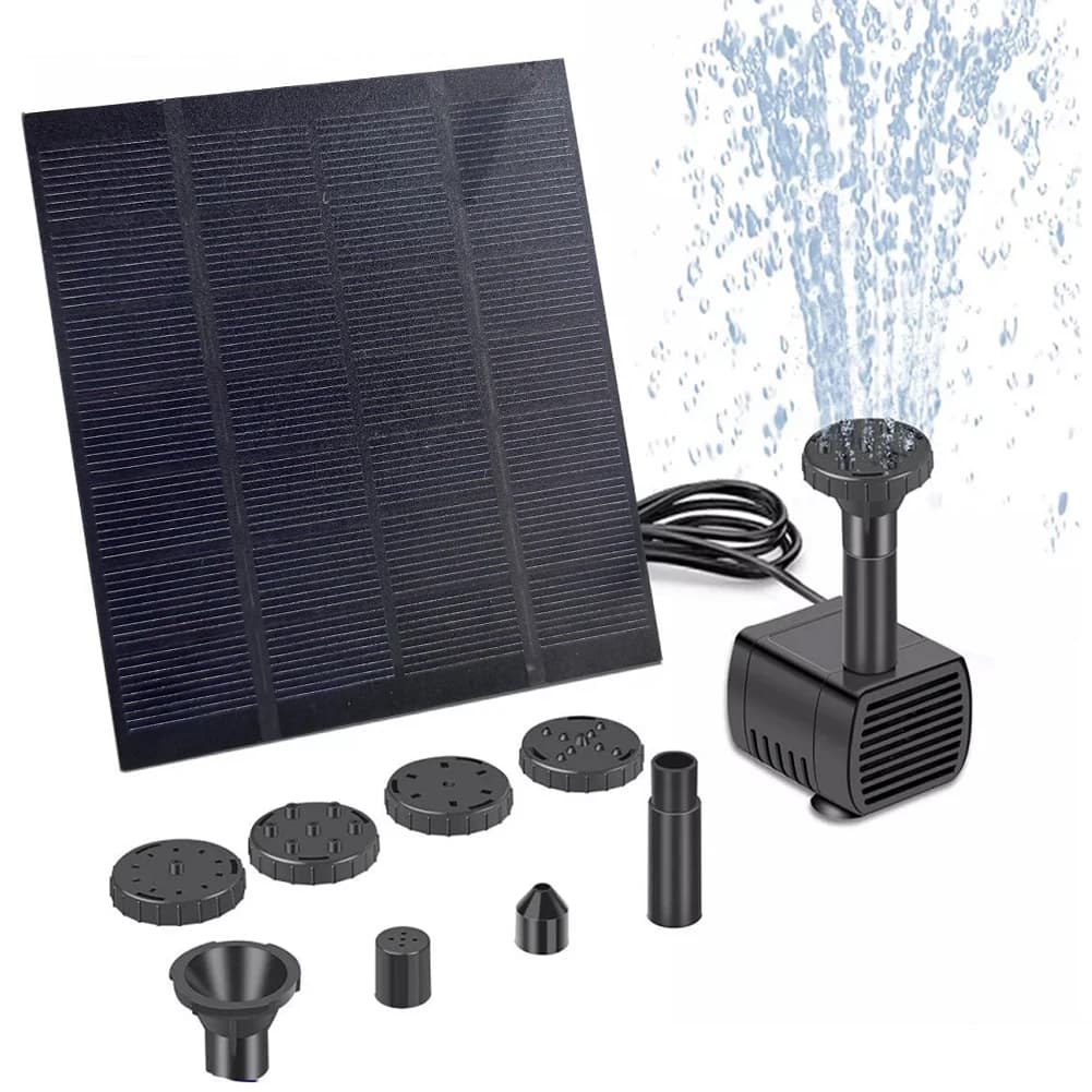 Pompa per Fontana Solare con Ugelli, Pompa d'Acqua a Energia Solare per Giardino, Piscina, Laghetto, Acquario