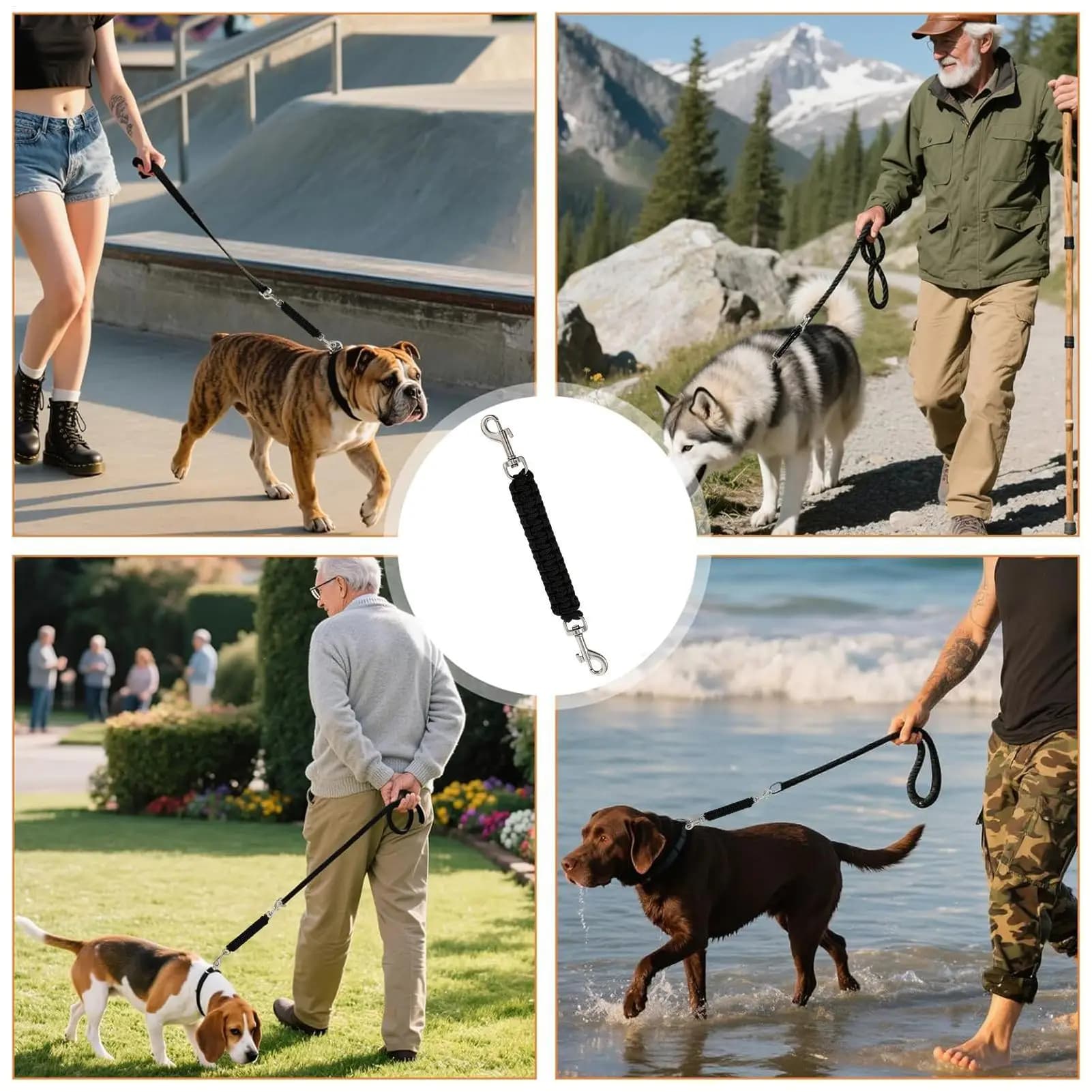 Dog Collar Safety Clip Hand Woven Adjustable Dog Harness Safety Strap For Small Medium Puppy Kitten Home Indoor Outdoor Garden