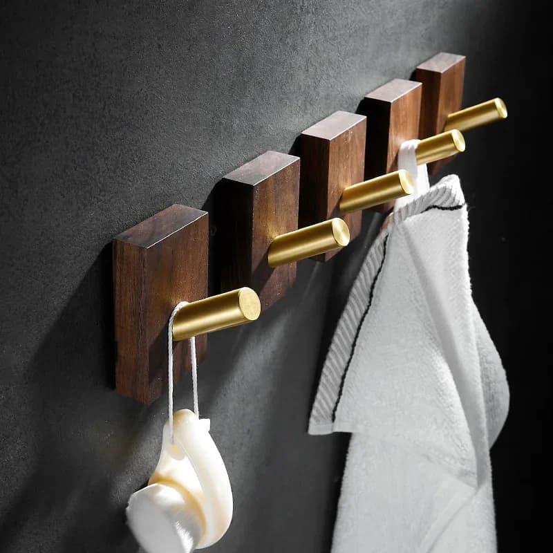 Gancio per vestiti in noce nera Appendiabiti a parete per cappelli a cilindro Gancio per vestiti da ingresso per camera da letto senza perforazione Gancio per vestiti creativo