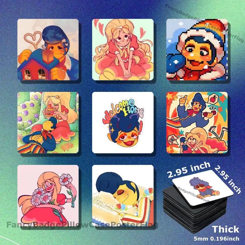 W-Welcome Home EddieDear Acrylic Refrigerator Magnets Square Tiles with Magnetic Sheets for Home Decoration