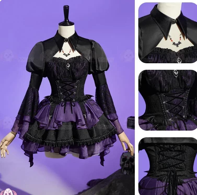 Costume cosplay Lolita uniform fantasy of Halloween woman with elegant socks and brooch Sweet theme monster Elissabat for party
