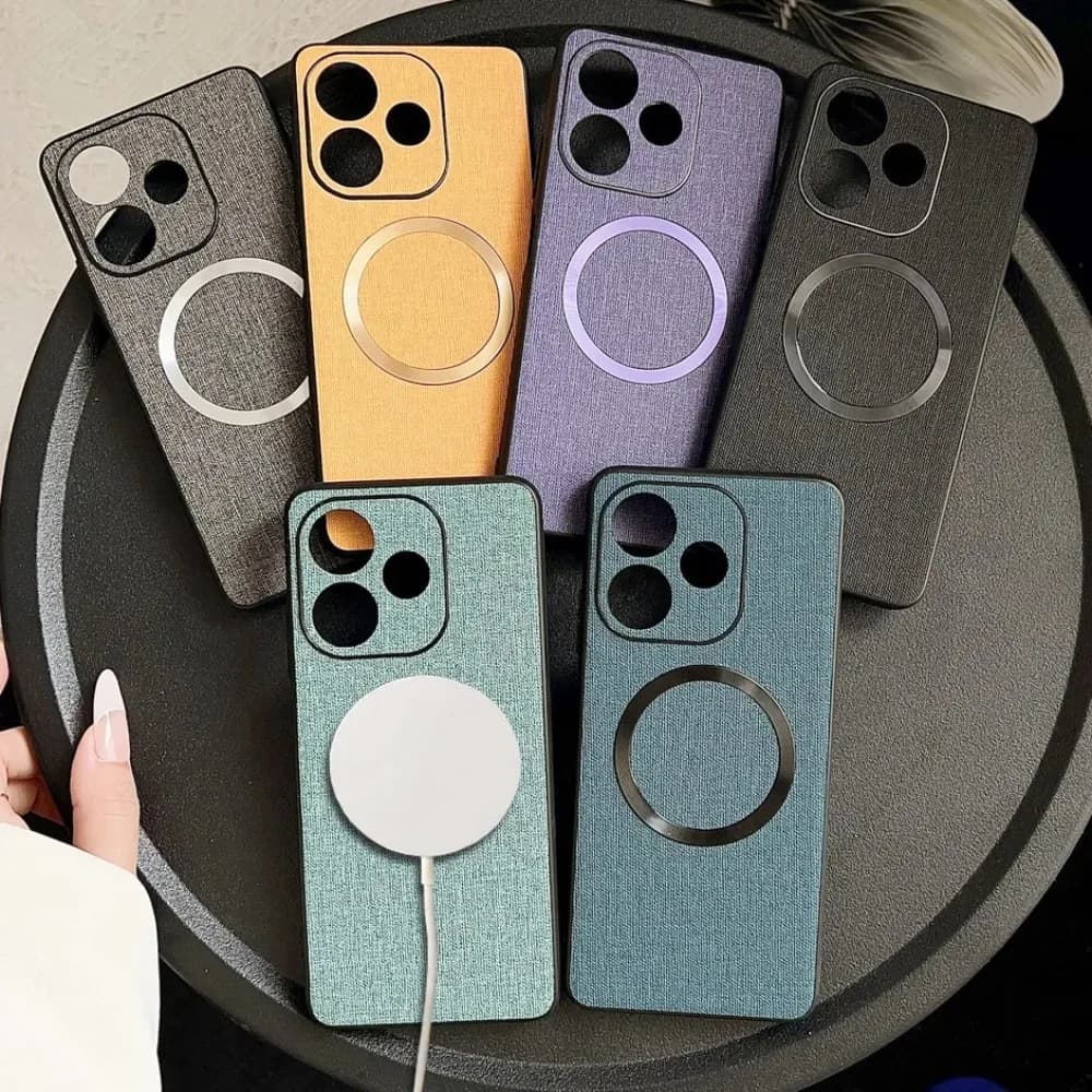 Busines di lusso per custodia per telefono in pelle magnetica Magsafe per OPPO A5 F29 Pro Find X8 Ultra Pro copertura protettiva per carica wireless in tessuto