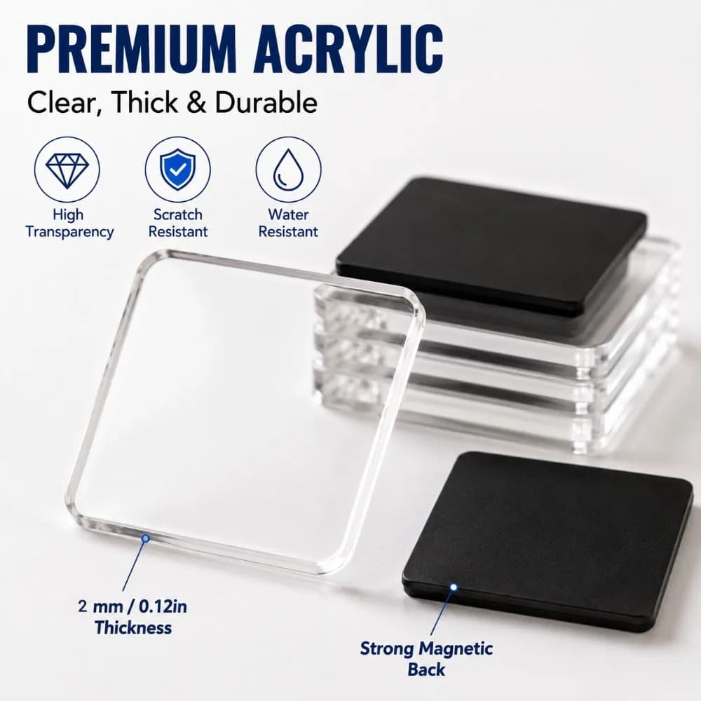 5/10Pcs DIY Acrylic Fridge Magnets Kit Handmade Magnetic Refrigerator Stickers Clear Acrylic Craft Set for Home Decoration Use