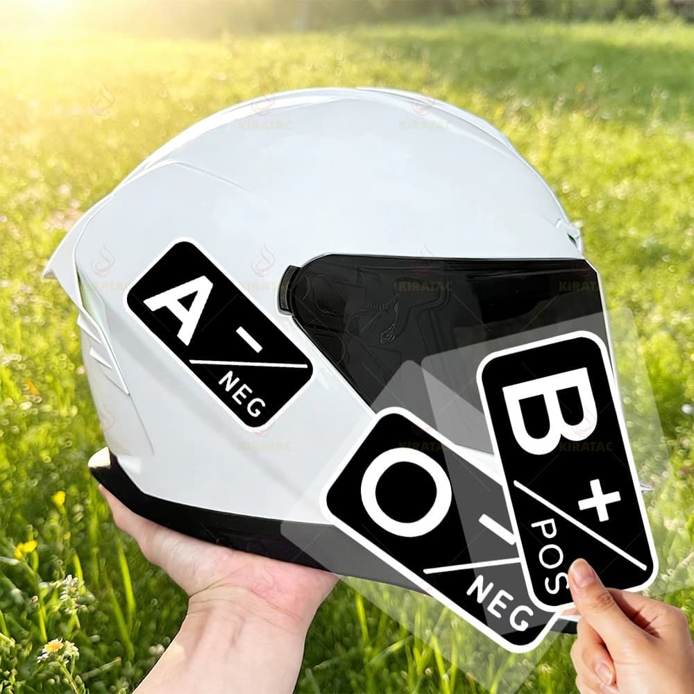 Set di adesivi per gruppo sanguigno da 2 pezzi/set, adesivi in vinile impermeabili per casco, auto, bici, decorazioni fai da te, bianco e nero