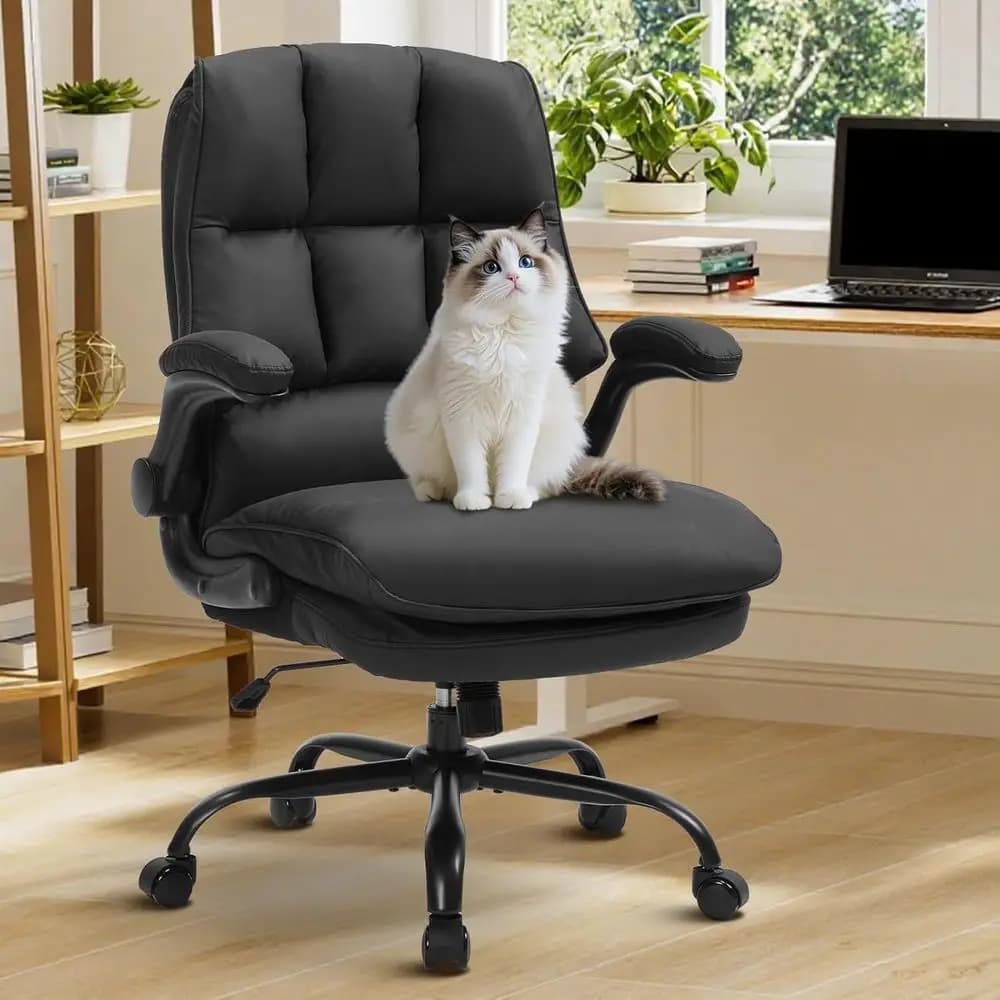 Sedia da Ufficio Ergonomica a Doppia Imbottitura per Lunghe Ore di Lavoro, Regolabile con Braccioli Imbottiti e Controllo dell'Altezza