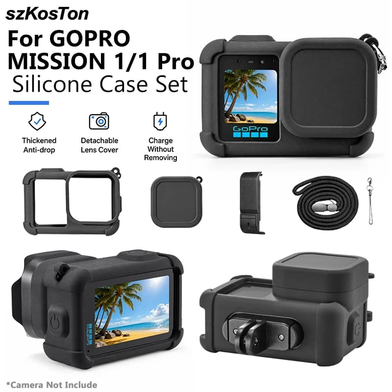 Silicone Case for GoPro Mission 1/1 Pro Accessories Lens Protector Cover Replacement Side Door Battery Cover for GoPro Camera