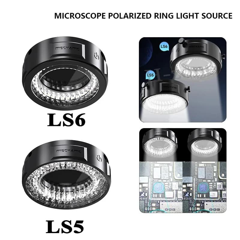 Meccanico LS5 LS6 Microscopio Anello luminoso polarizzato 84 Lampada ad anello a LED Antiriflesso regolabile Elimina strumenti illuminatori di riflessione