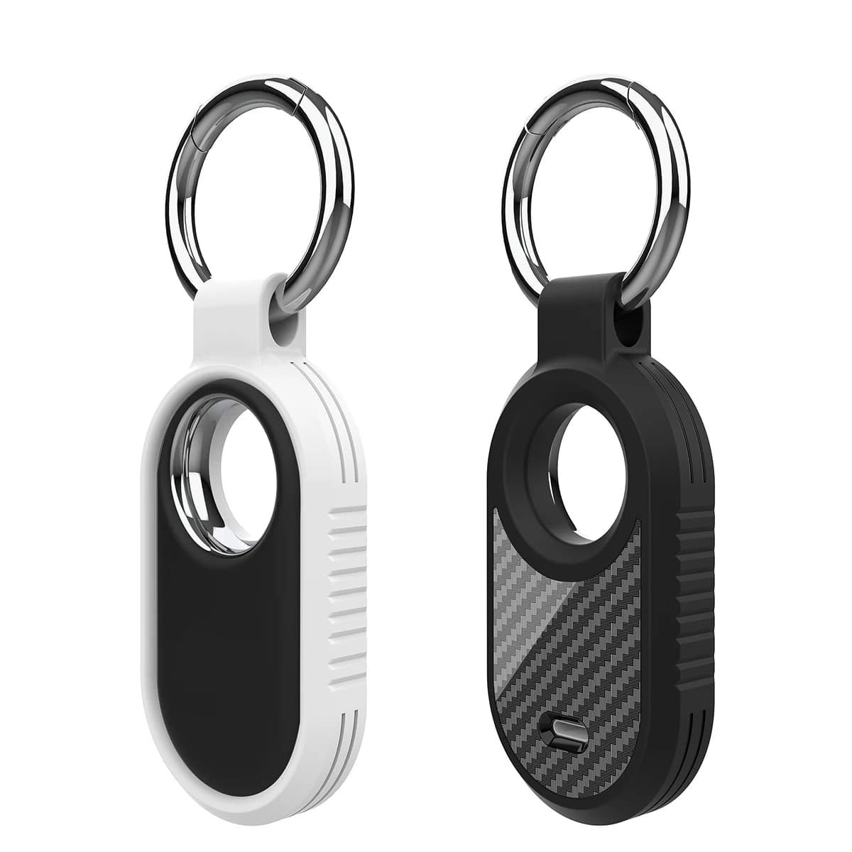 Custodia in stile fibra di carbonio per Samsung Galaxy Smart Tag 2, localizzatore anti-smarrimento, portachiavi per zaino, cover protettiva posteriore in TPU morbido e silicone