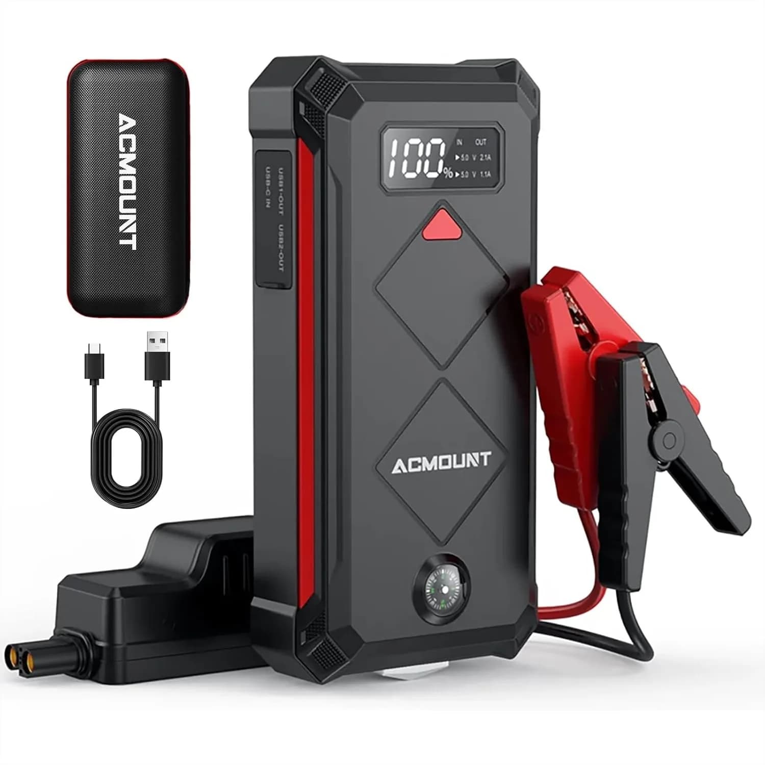 Avviatore di Emergenza per Auto 5000A, Batteria Portatile 12V con Schermo LED per Motori a Benzina fino a 10.0L o Diesel fino a 8.0L
