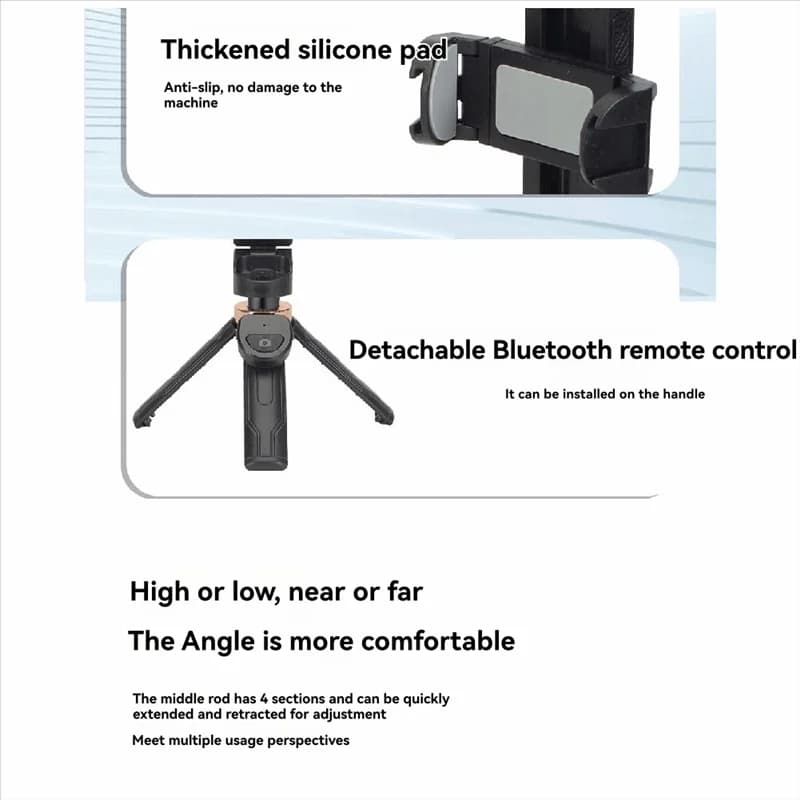 Super mini selfie stick con telecomando Bluetooth, versatile supporto per telefono portatile per trasmissioni in diretta, nero-AB01