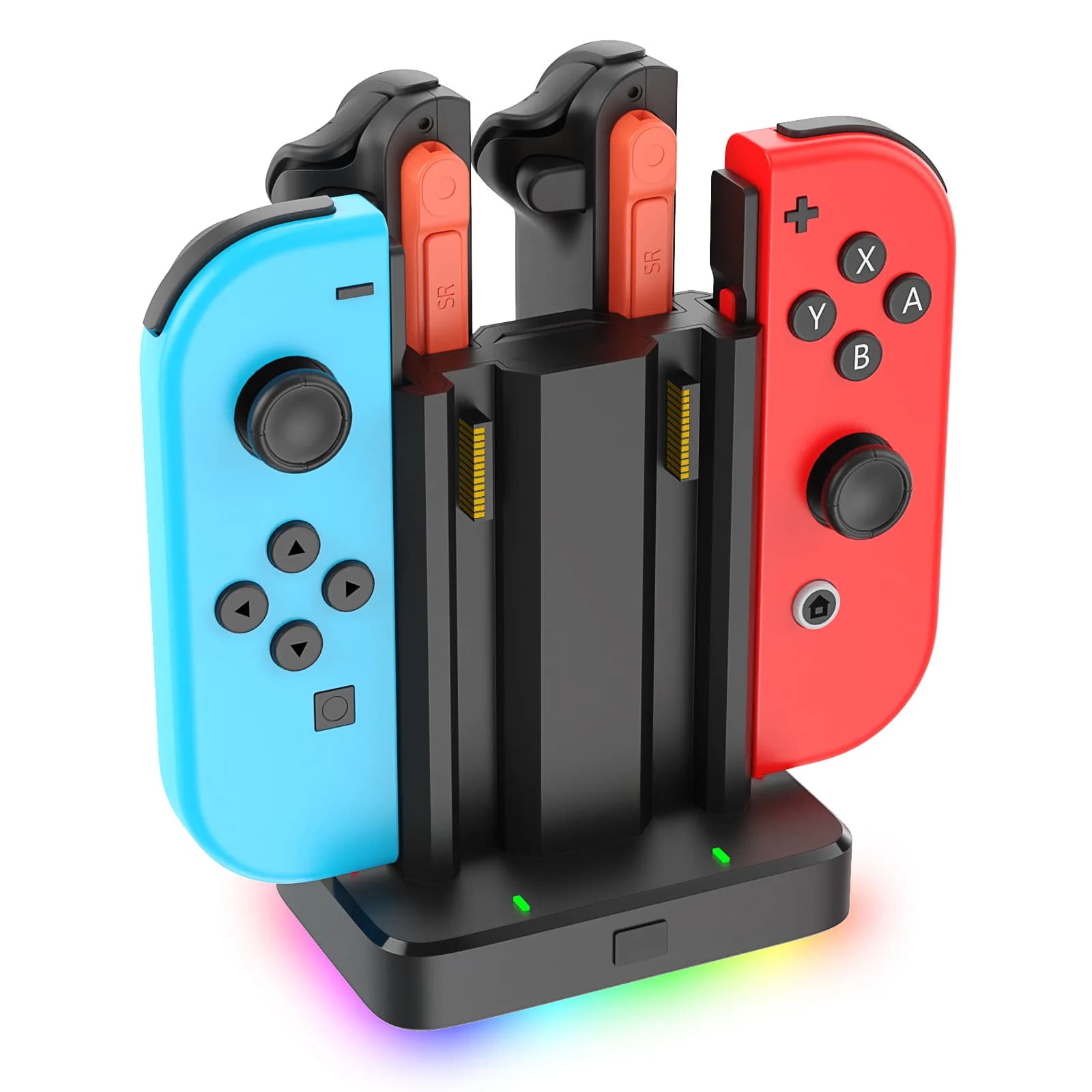 Stazione di Ricarica Magnetica 6-in-1 per NDS Switch 1/2 Joy-Con, Supporto per Controller Switch 1/2 Joycon con Ricarica Rapida